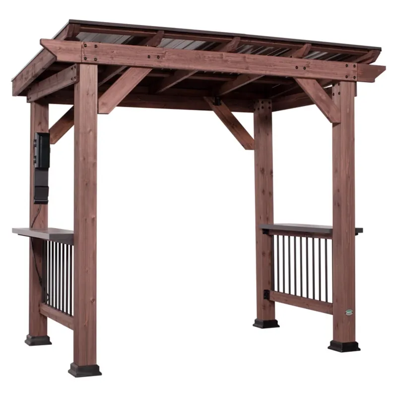 Backyard Discovery Saxony Grill Gazebo 7.33 Ft. Cedar Wood With Steel Roof