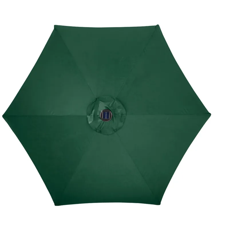 9 Ft. Tiltable Hunter Green Solar Market Umbrella With Led Lights