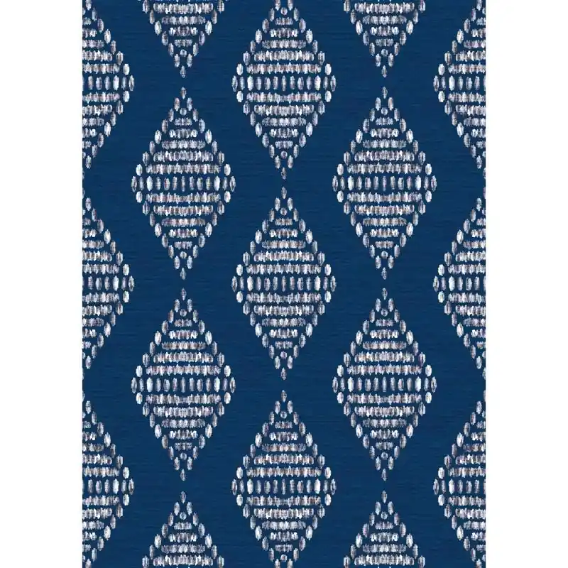7 Ft. W X 5 Ft. L Navy Blue Diamonds Polyester Accent Rug