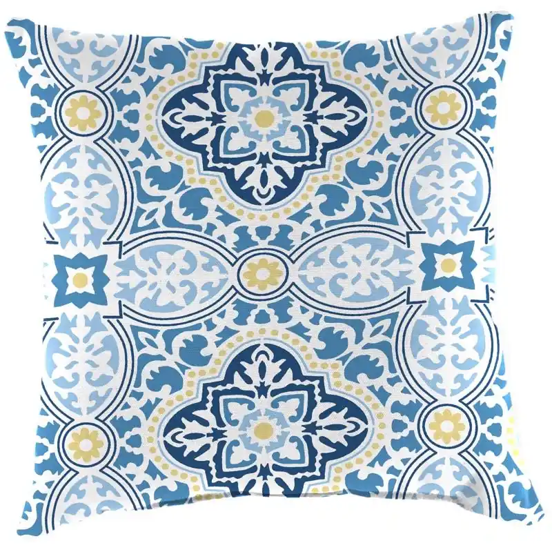 Jordan Manufacturing Blue Geometric Polyester Throw Pillow 4 H X 18 W X 18 L
