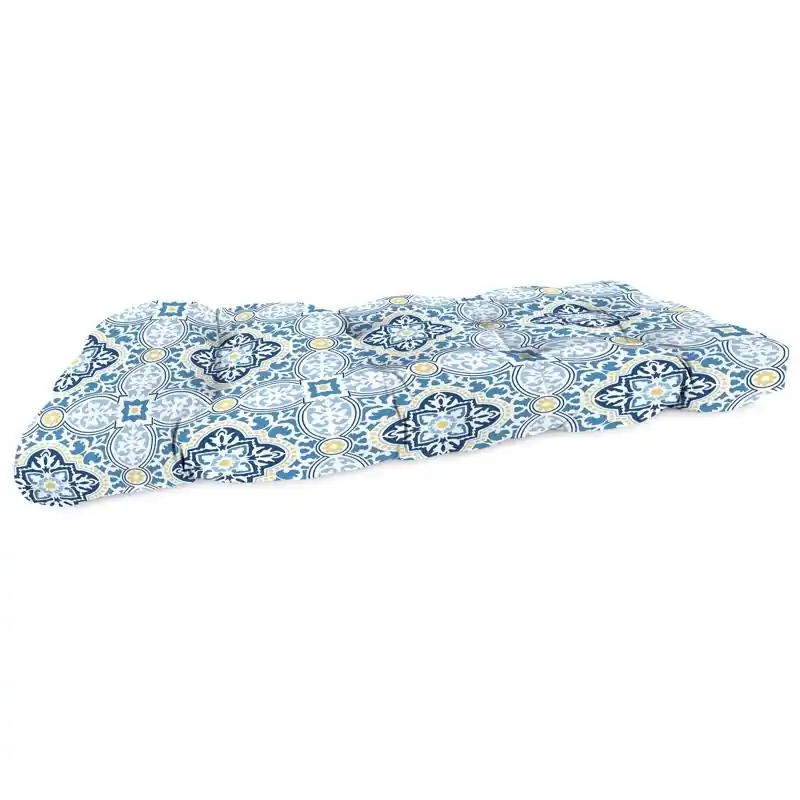Jordan Manufacturing Blue Geometric Polyester Outdoor Wicker Settee Cushion 4 In. H X 19 In. W X 46 In. L