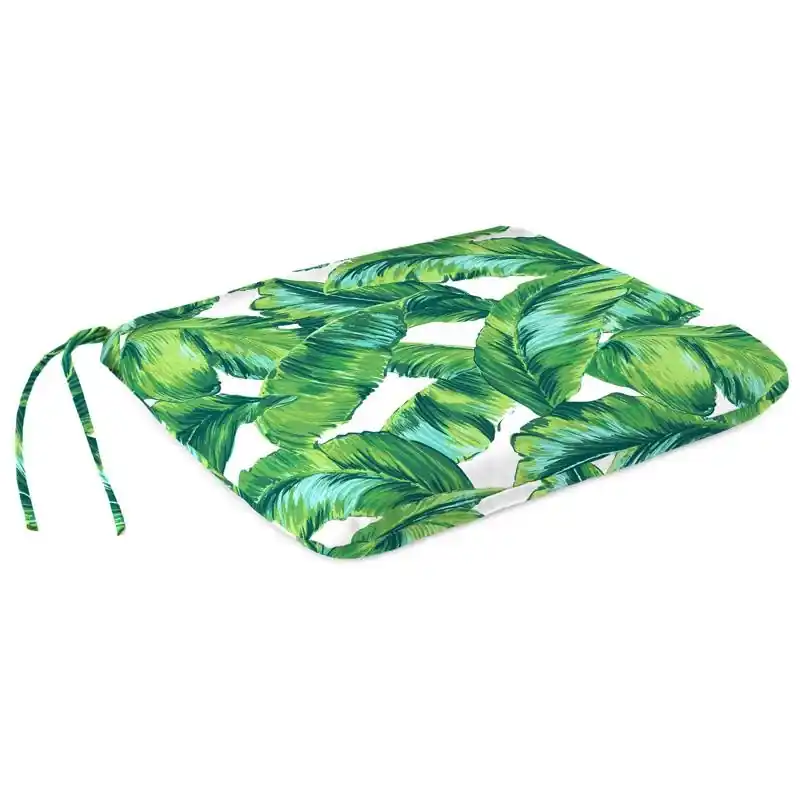 Jordan Manufacturing Green/white Floral Polyester Seat Cushion 3 In. H X 15 In. W X 18 In. L