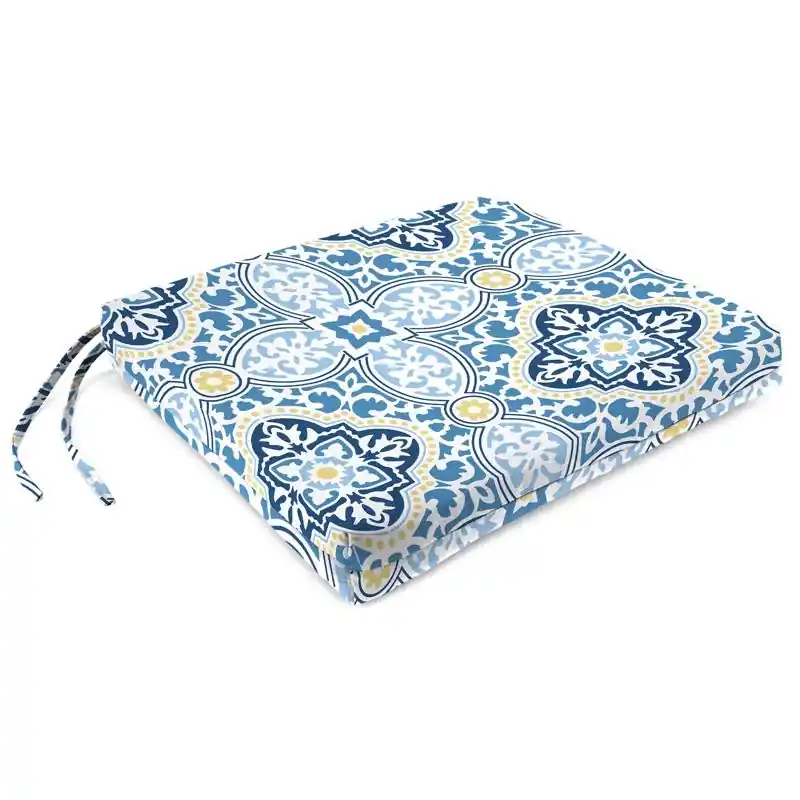 Jordan Manufacturing Blue Polyester Geometric Outdoor Seat Pad 17 In. W X 19 In. L