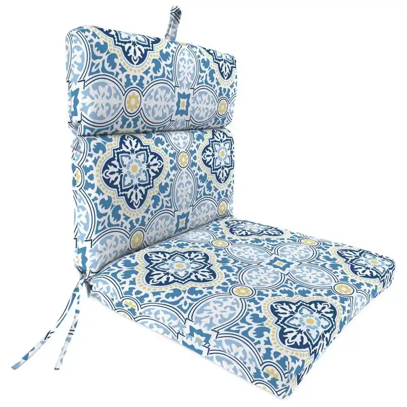 Jordan Manufacturing Blue Geometric Polyester Chair Cushion 4 H X 22 W X 44 L
