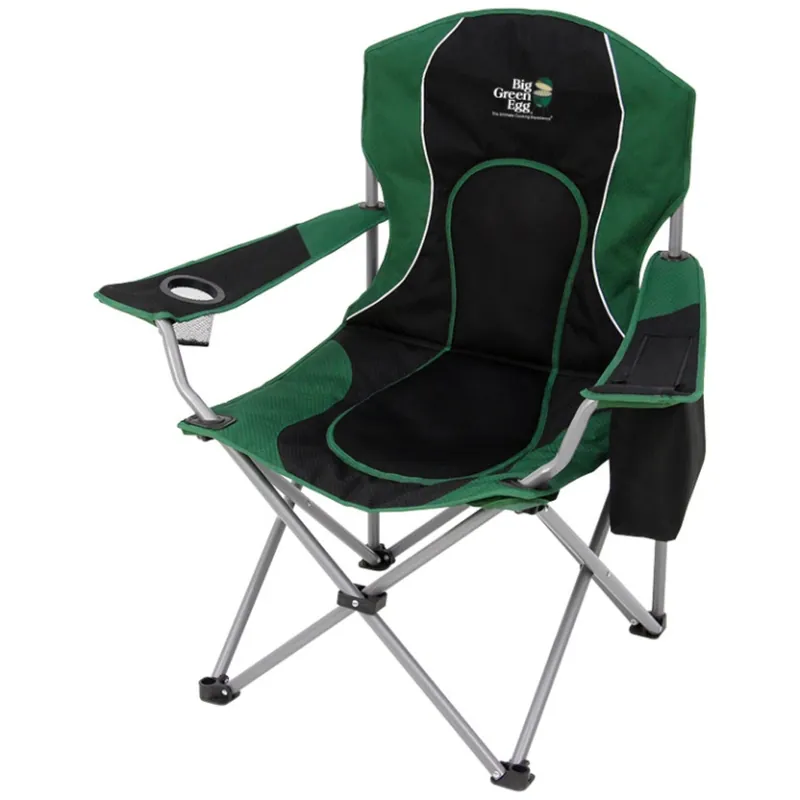 Folding Recreational Chair With Cup Holder And Cooler Pouch