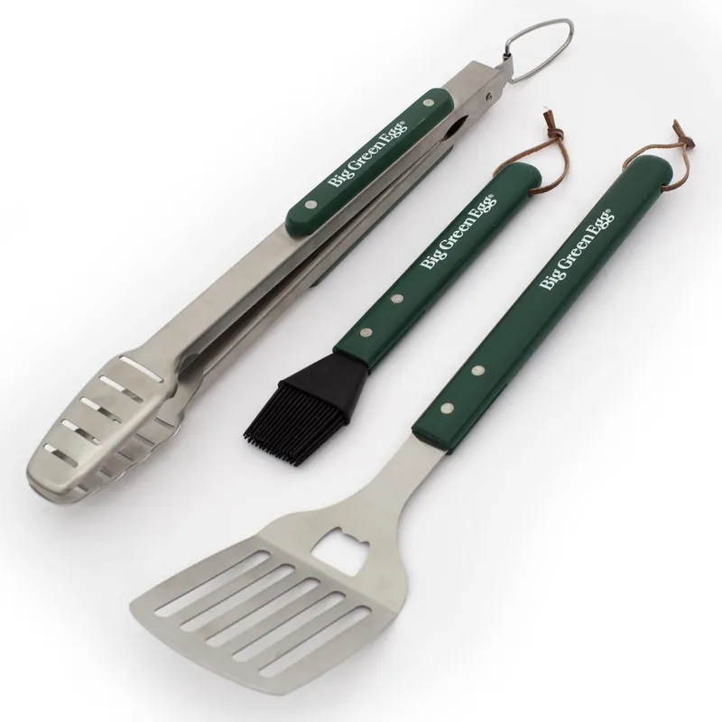 Stainless Steel 3-piece Bbq Tool Set With Wood Handles