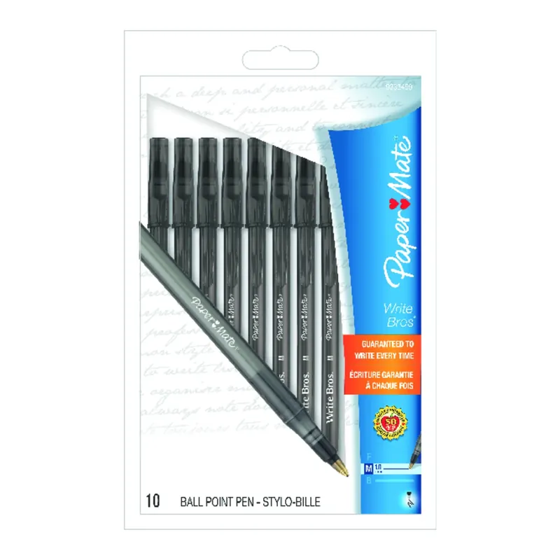 Paper Mate Write Bros Black Ball Point Pen 10 Pk