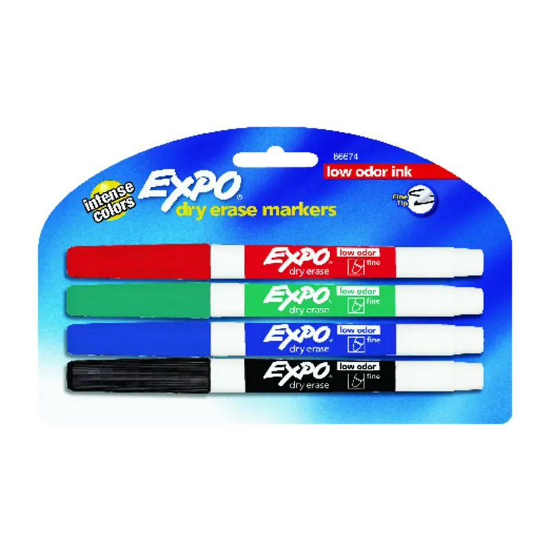 EXPO Low Odor Assorted Color Dry Erase Markers 4 Pk