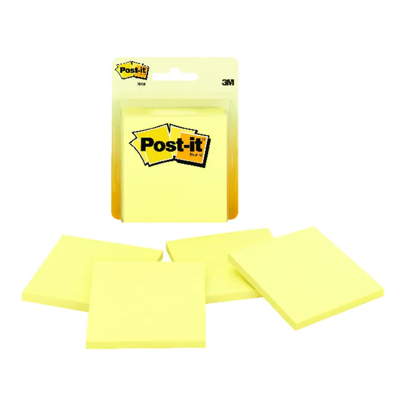 Post-it 3 In. W X 3 In. L Canary Yellow Sticky Notes 4 Pad