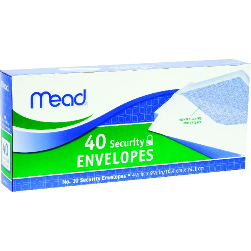 Mead 9.5 In. W X 4.12 In. L No. 10 White Envelopes 40 Pk