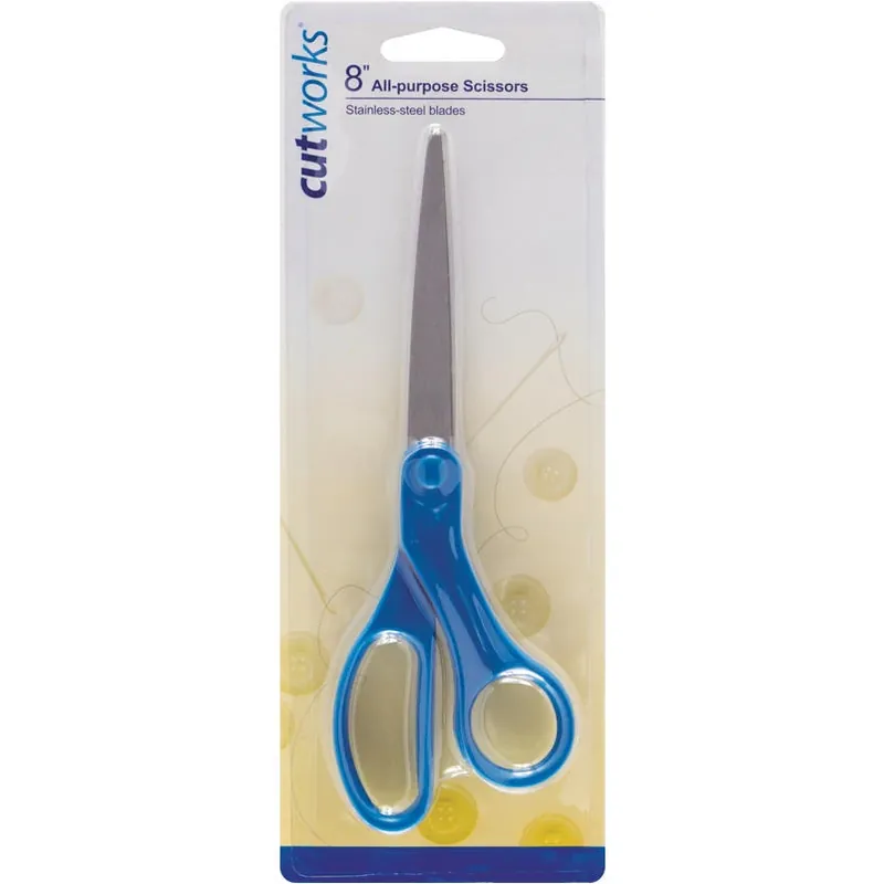 Cutworks 8‑Inch Blue Stainless Steel Kitchen Scissors – Durable Plastic‑Handled Cutting Tool