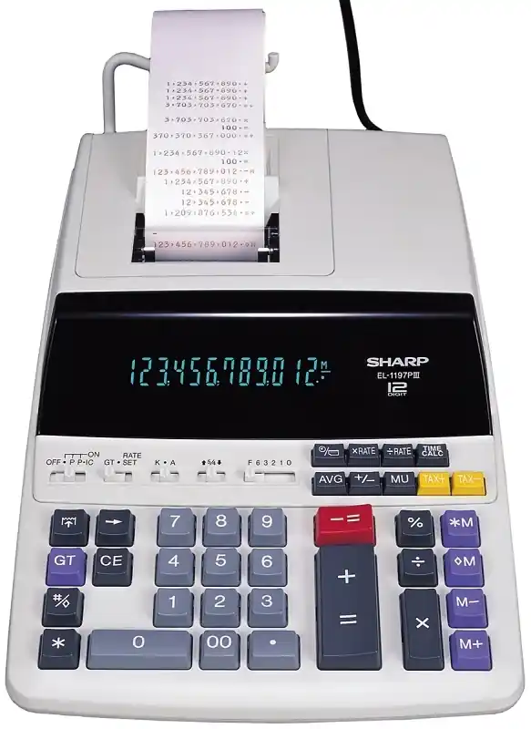 Off-white 12-digit Printing Calculator El1197piii With Fluorescent Display