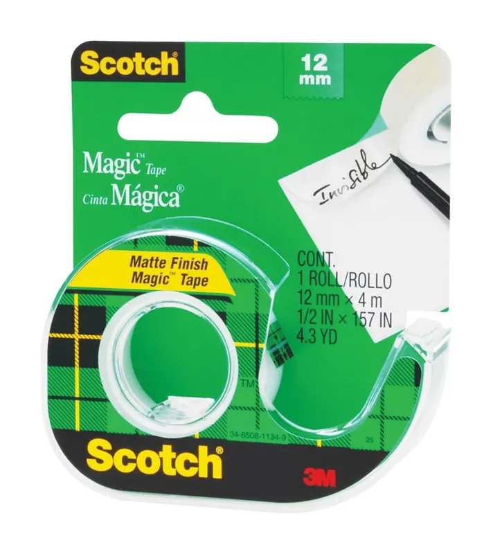 Scotch 104 Permanent Single‑Sided Office Tape – 450‑ft Length, ½‑in Width, Plastic Backing