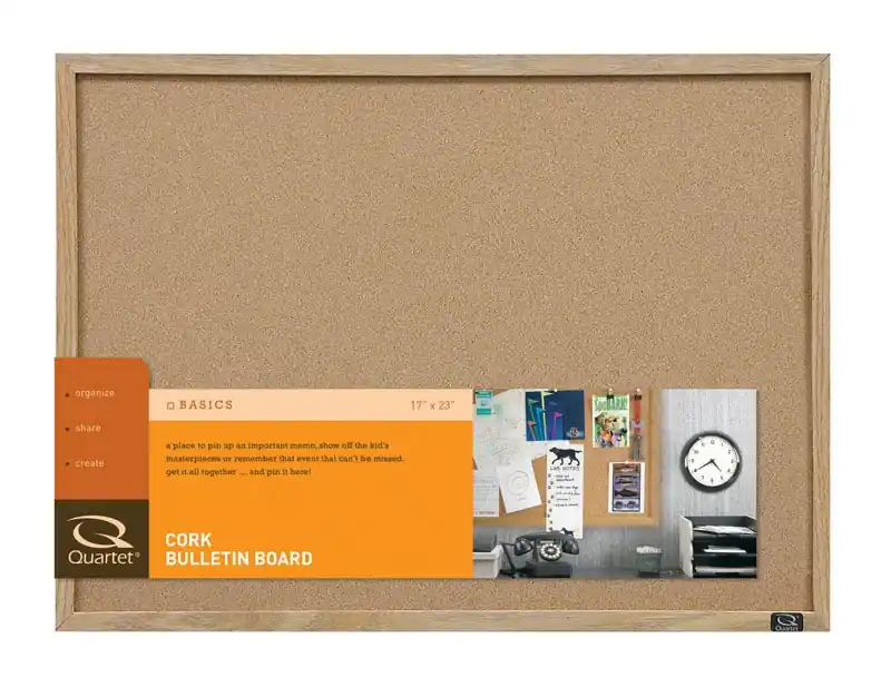 Cork Bulletin Board With Wood Frame, 17 X 23 In.