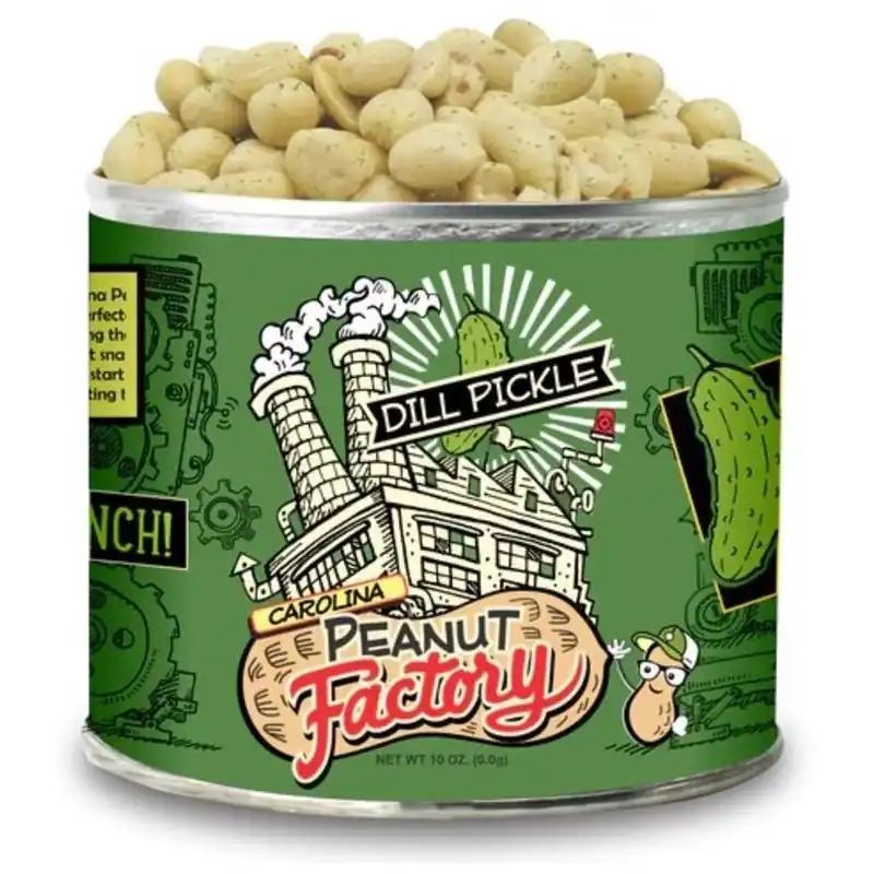 1 In 6 Snacks Dill Pickle Peanuts – 10 oz Can From Carolina Peanut Factory