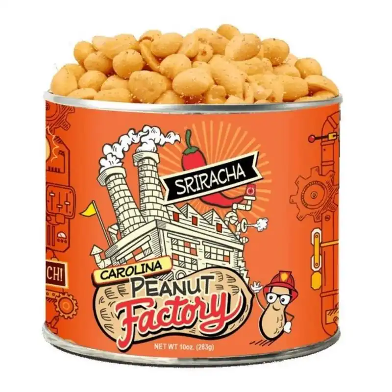 Zesty Sriracha Roasted Peanuts – 10 oz Snack Can 1 In 6 Snacks