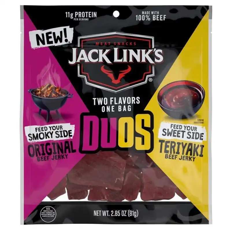 Jack Link‘s Duo‘s Original & Teriyaki Beef Jerky – 2.85 oz Snack Pouch