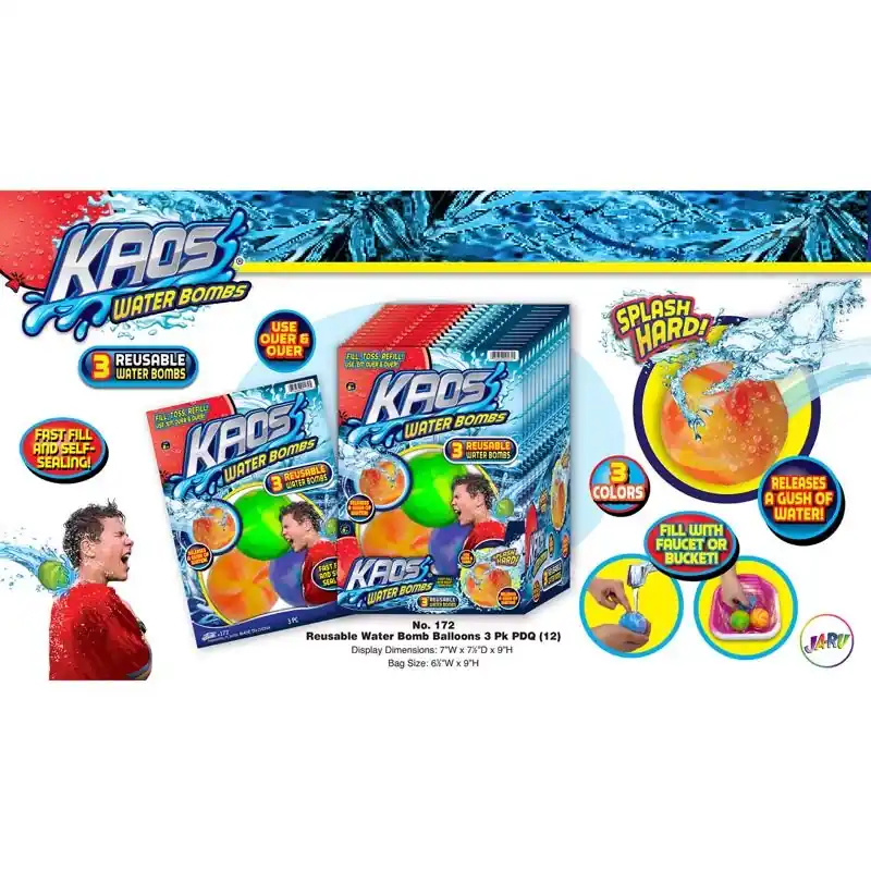 Kaos Water Bombs Assorted 3 Pc