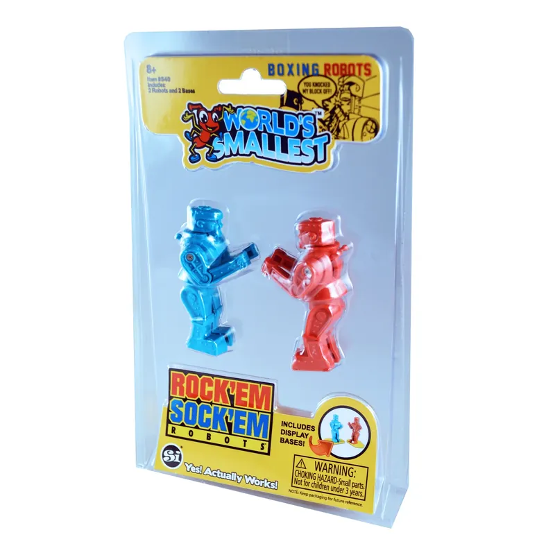 World‘s Smallest Rock Em Sock Em Robots Plastic Red And Blue 2 Pieces