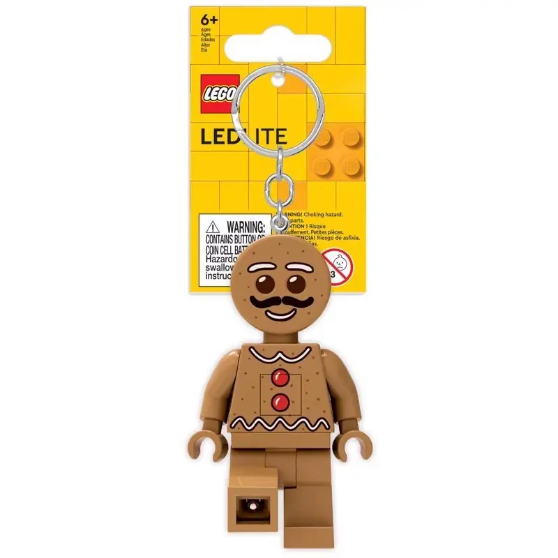 Lego Classic Brown Gingerbread Man Keychain With Led Light