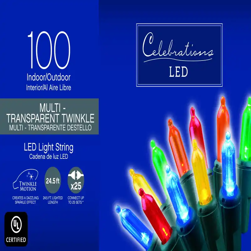 Led M5 Multicolored 100 Count String Christmas Lights 24.75 Feet