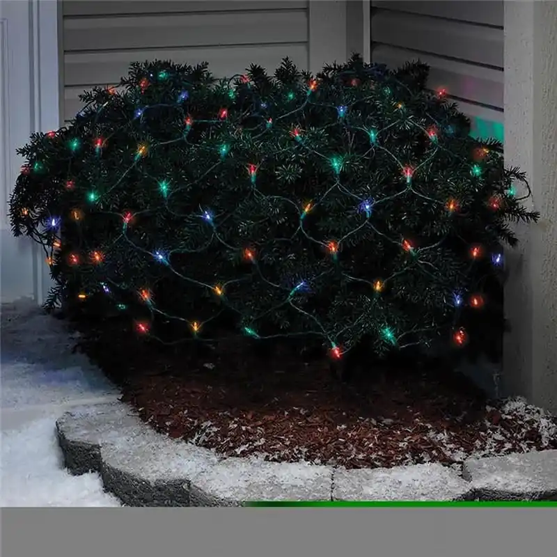 Gold Led Mini Multicolored 100 Count Net Christmas Lights 6 Feet