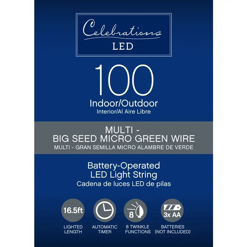 Celebrations LED Micro Dot/Fairy Multicolored 100 Ct String Christmas Lights 16.5 Ft.