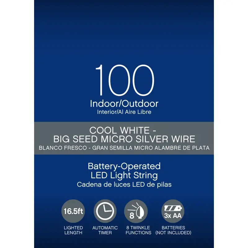 Celebrations LED Micro Dot/Fairy Cool White 100 Ct String Christmas Lights 16.5 Ft.