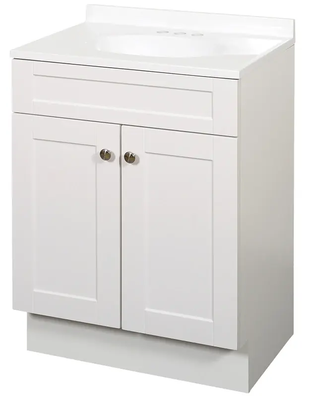 White 24 In. W X 35 In. H X 18 In. D Shaker Vanity With Cultured Marble Top