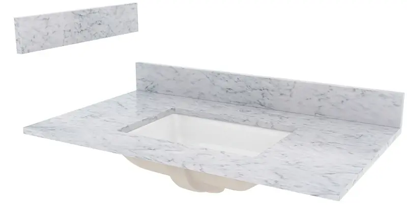 Carrara White Marble Vanity Top 37x22 Inches With Trough Bowl