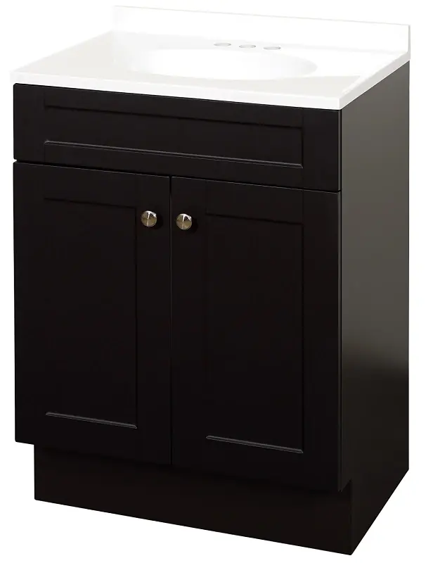Espresso 24" W X 35" H X 18" D Shaker Vanity With White Cultured Marble Top