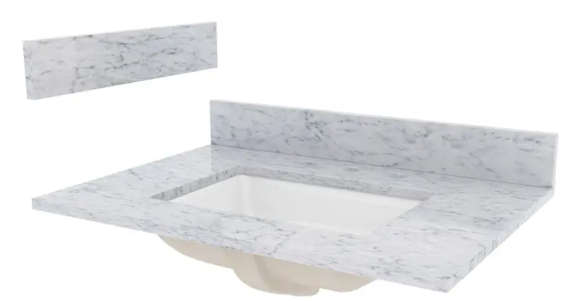 Carrara White Marble Vanity Top 31x22 Inches With Rectangular Bowl
