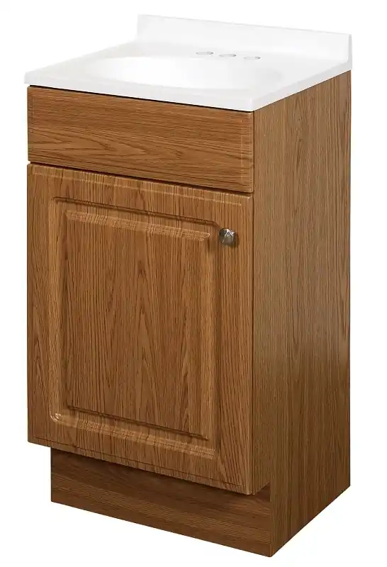 Oak 18 In. W X 35 In. H X 16 In. D Vanity With White Cultured Marble Top