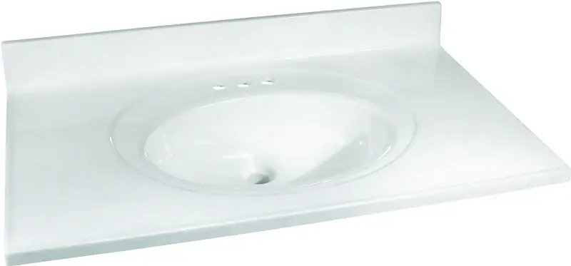 37 Inch X 22 Inch White Cultured Marble Vanity Top Model Ww-2237
