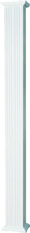 8 Inch X 8 Foot Gloss White Fluted Square Aluminum Column With Cap And Base