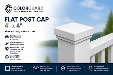 ColorGuard 4x4 White Flat Post Cap – Weather‑Resistant Fence Top Cover