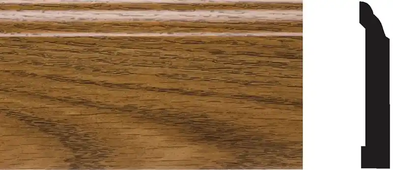 9/16 In. W. X 3-1/4 In. H. X 8 Ft. L. Highland Oak Pvc Colonial Base Molding