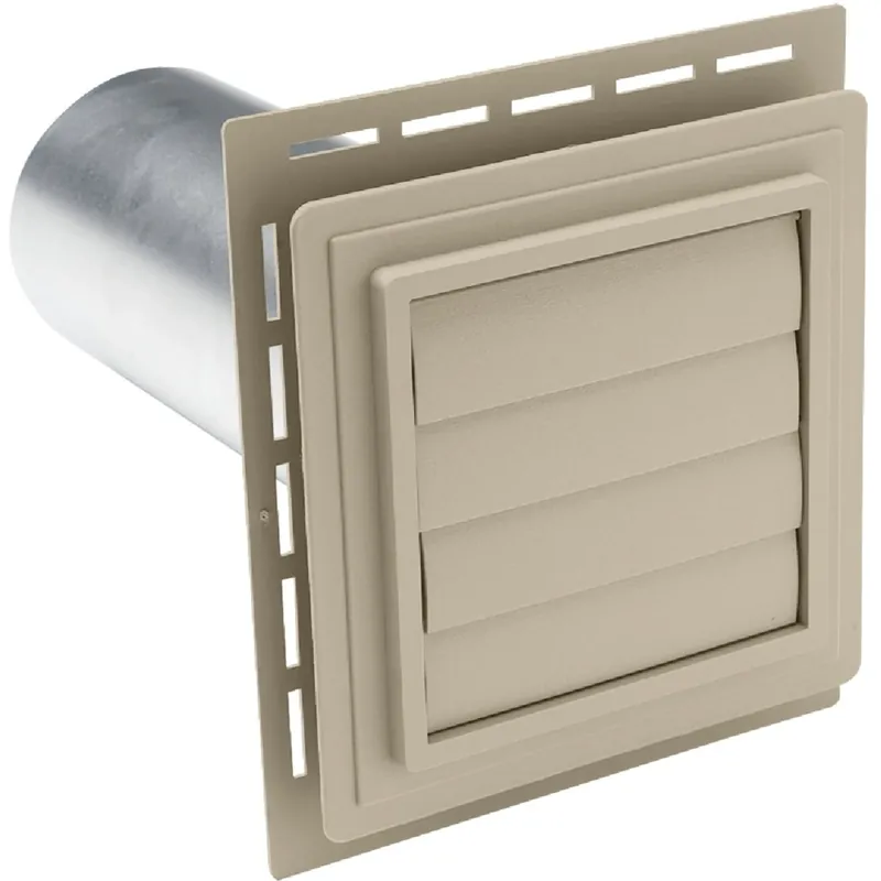 7" X 7" Tan Vinyl Louvered Exhaust Vent With 10" Tube