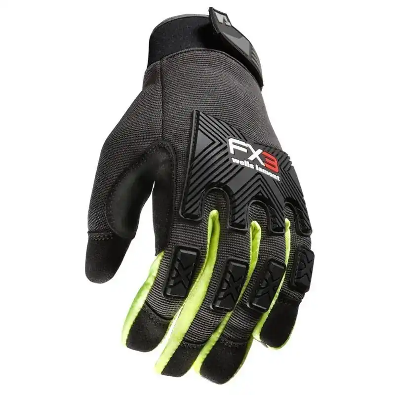 Wells Lamont FX3 Hi‑Vis Cut‑Resistant Work Gloves – Black/Yellow, Medium