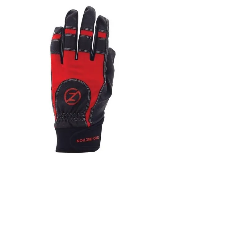 Zero Friction Men‘s Heavy-Duty Work Gloves – Black/Red, One‑Size, Leather‑Palm Grip