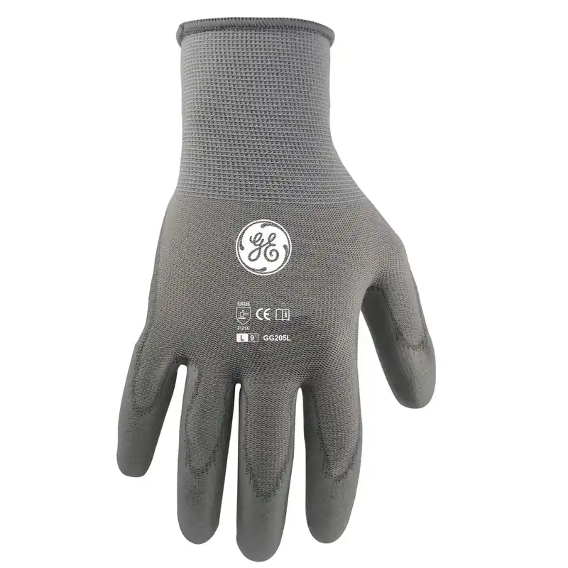 General Electric Gray Dipped Gloves Large 1 Pair With Pu Coating