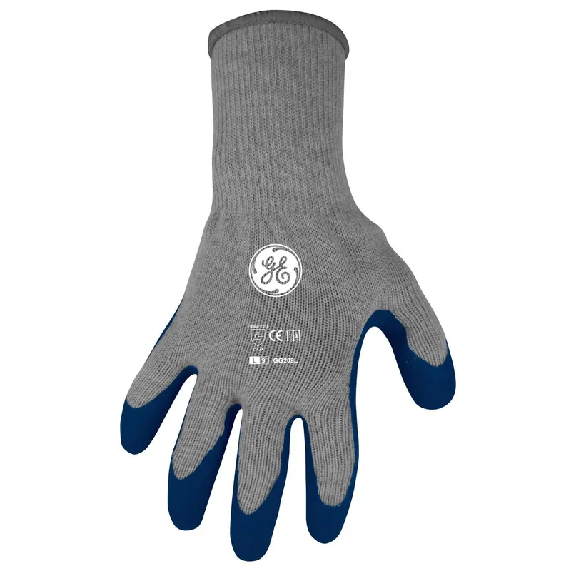 General Electric Unisex Crinkle Dipped Gloves Blue/gray Large 1 Pair