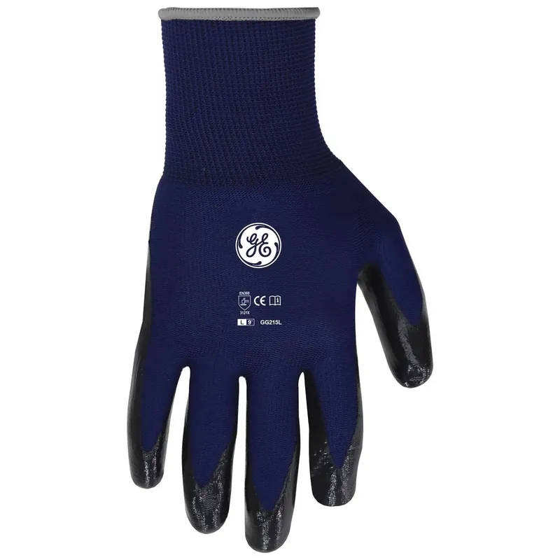 General Electric Black/blue Nitrile Dipped Gloves Large 1 Pair