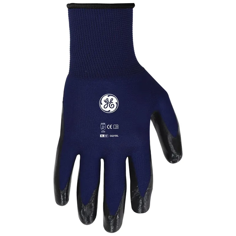 General Electric Xl Black/blue Nitrile Dipped Work Gloves 1 Pair