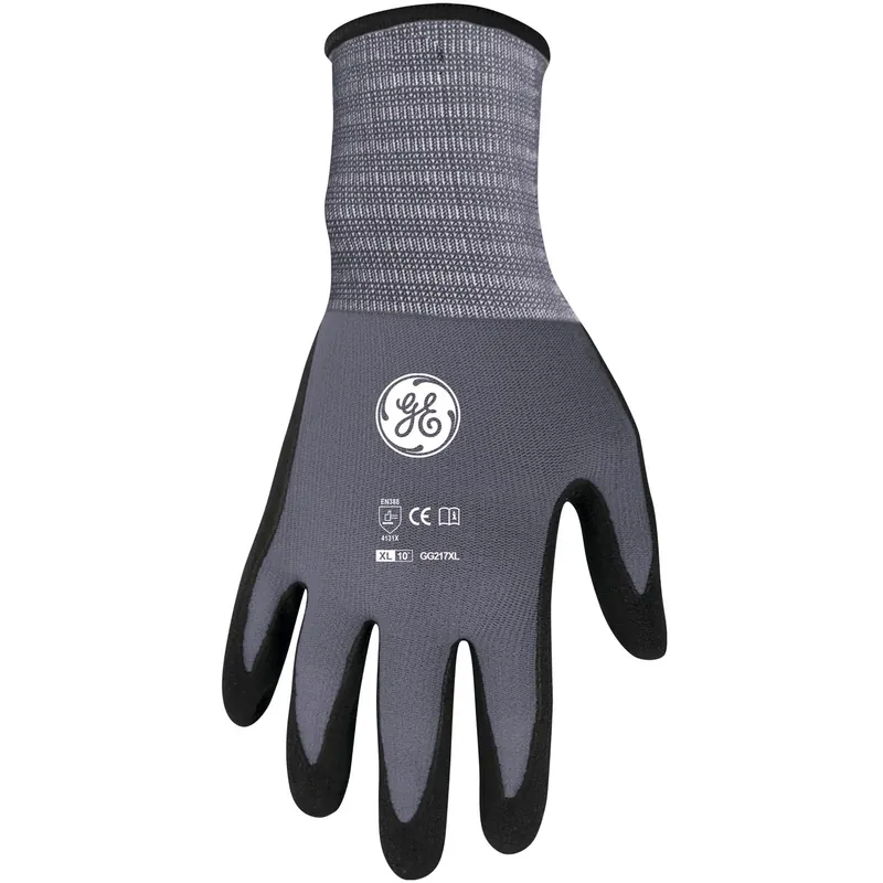 Unisex Dipped Gloves Black/gray Xl Micro-foam Nitrile 15 Gauge