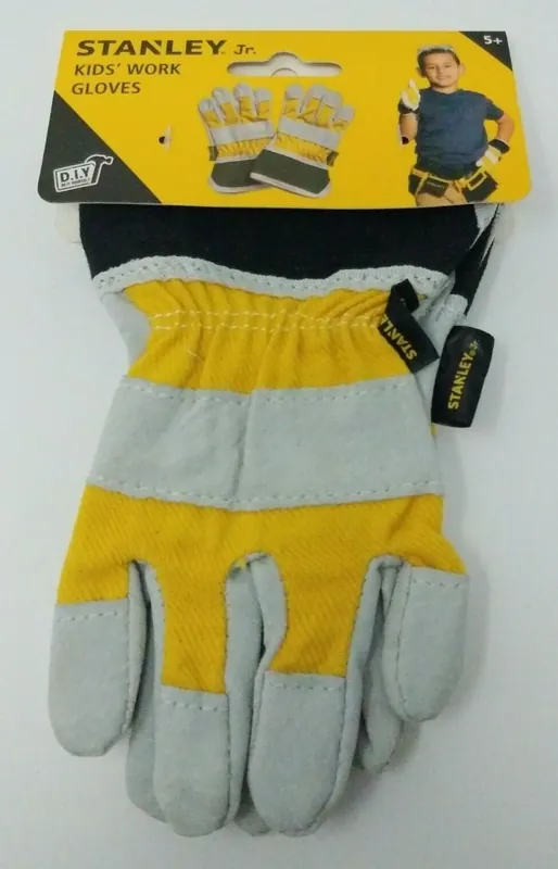 Junior Unisex Indoor/outdoor Kids Work Gloves Gray/yellow - 1 Pair
