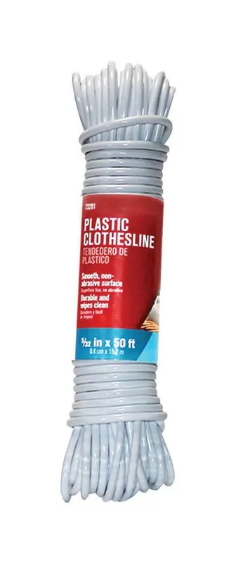 50 Ft. Durable White Plastic Clothesline For Laundry And Room Dividers