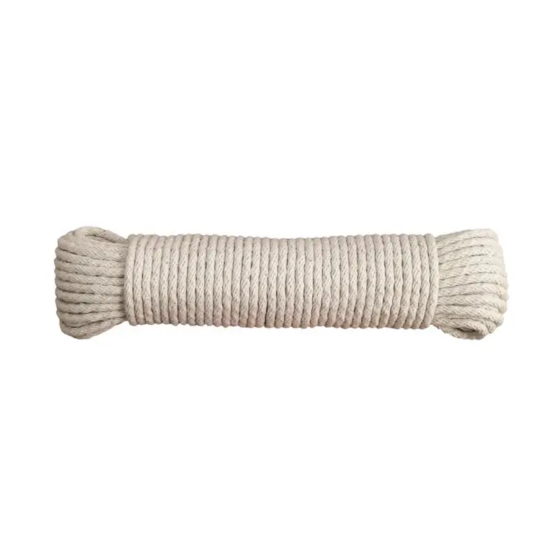 9/64 In. Diameter X 48 Ft. Length Natural Solid Braided Cotton Clothesline Rope