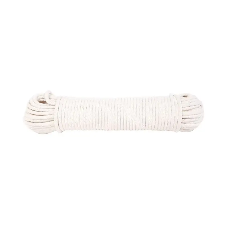 7/32 Inch Diameter X 100 Feet Length Natural Solid Braided Cotton Clothesline Rope