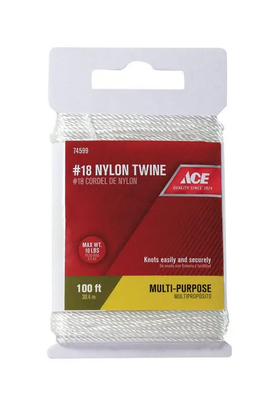 100 Ft. L White Twisted Nylon Twine For Mason Line And Landscaping Projects